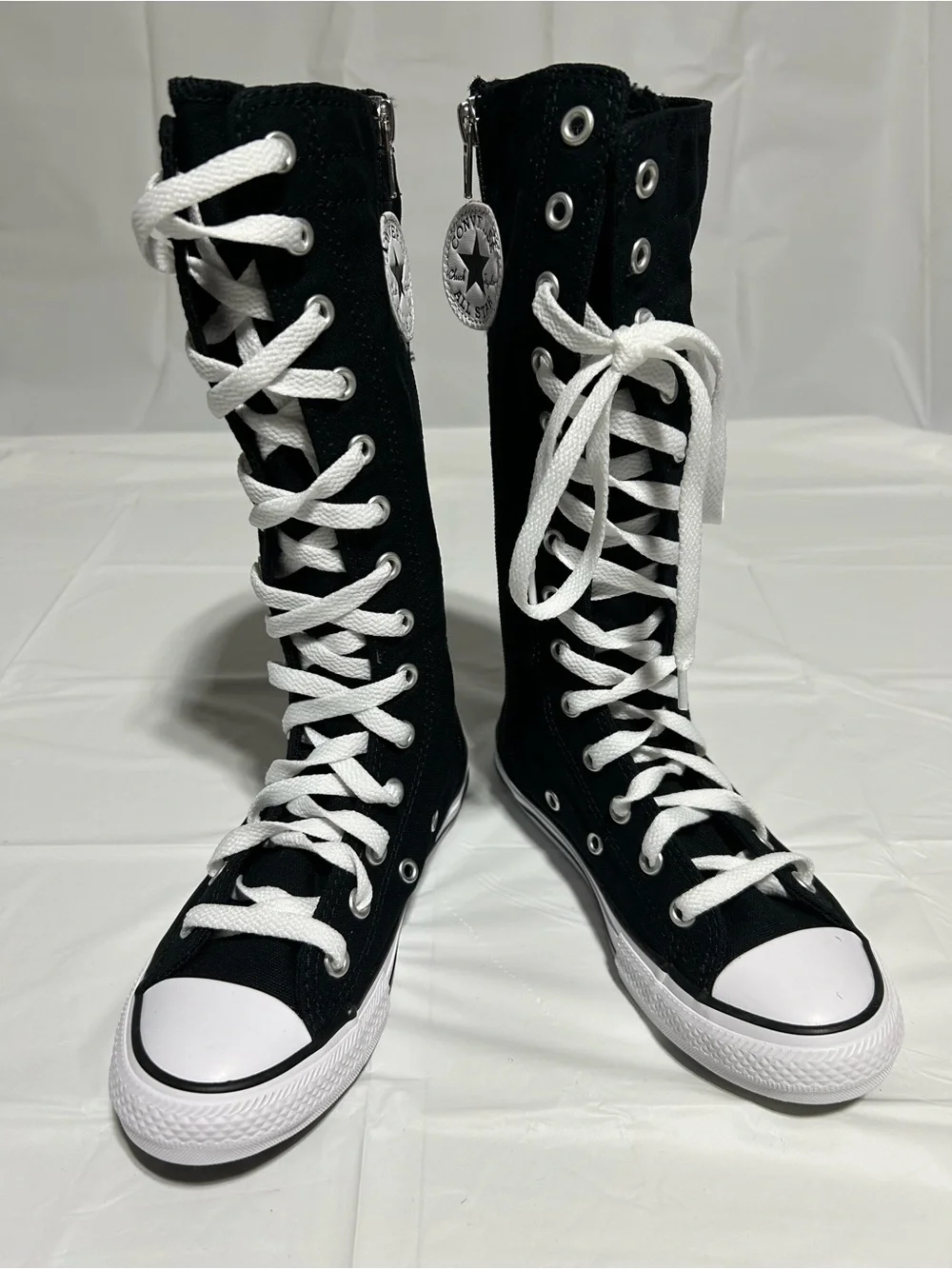 Size 3 Converse Black and White High-Top Knee Sneakers for Kids